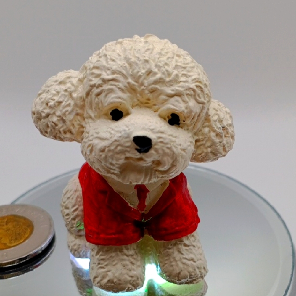 NEW Hand Made 💕 Adorable Cream and Red Dog Figurine